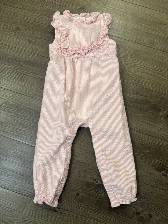 Janie and Jack Other - Janie and Jack Pink Striped Seersucker Ruffle Romper. 18-24m. Like new!